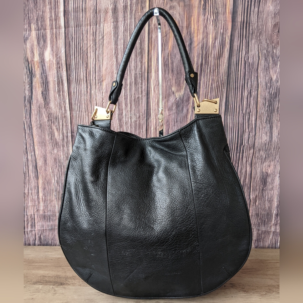 Foley + Corinna Black Hobo Bag with Gold Accents